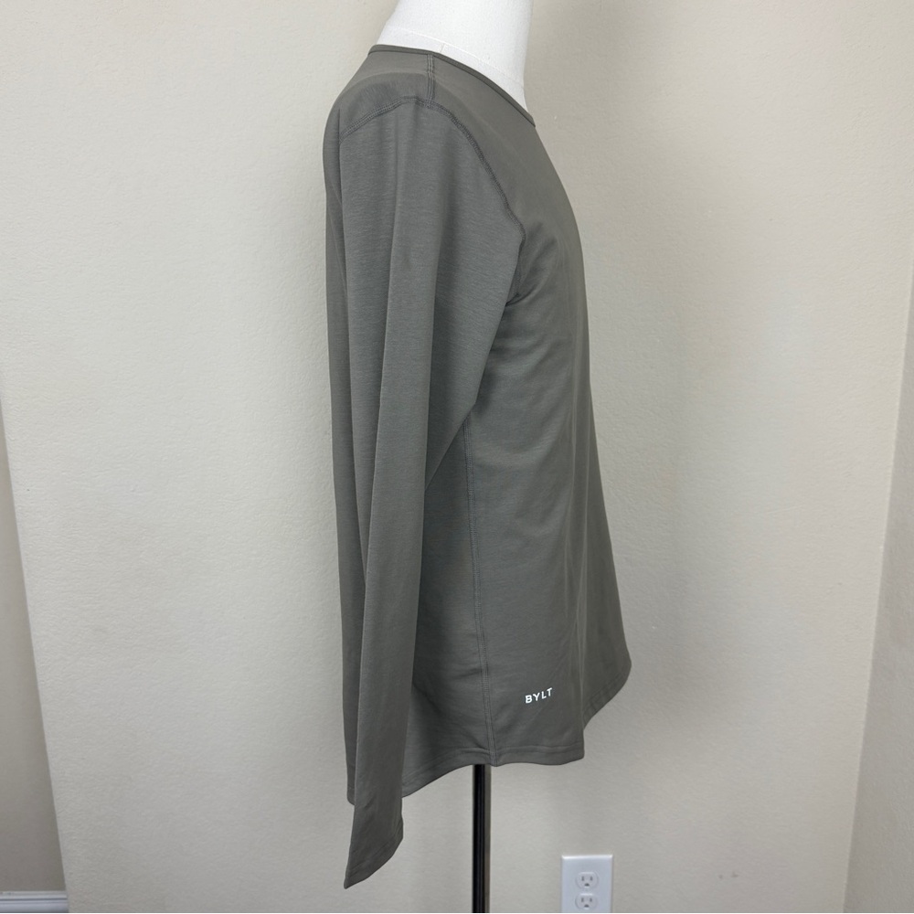 BYLT BASICS Drop Cut Lux Mens Long Sleeve | Sage Green | Small - Picture 3 of 7